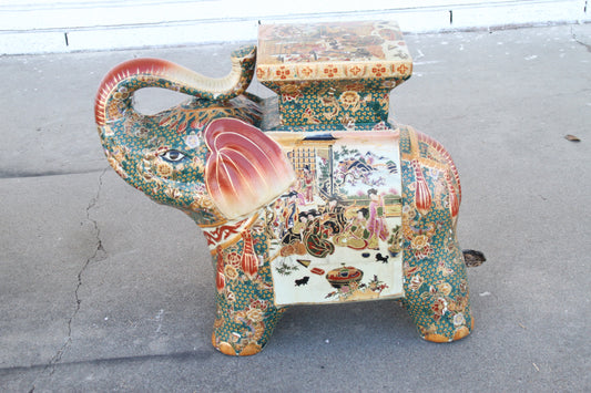 Red Japanese Satsuma Ceramic Garden Stool