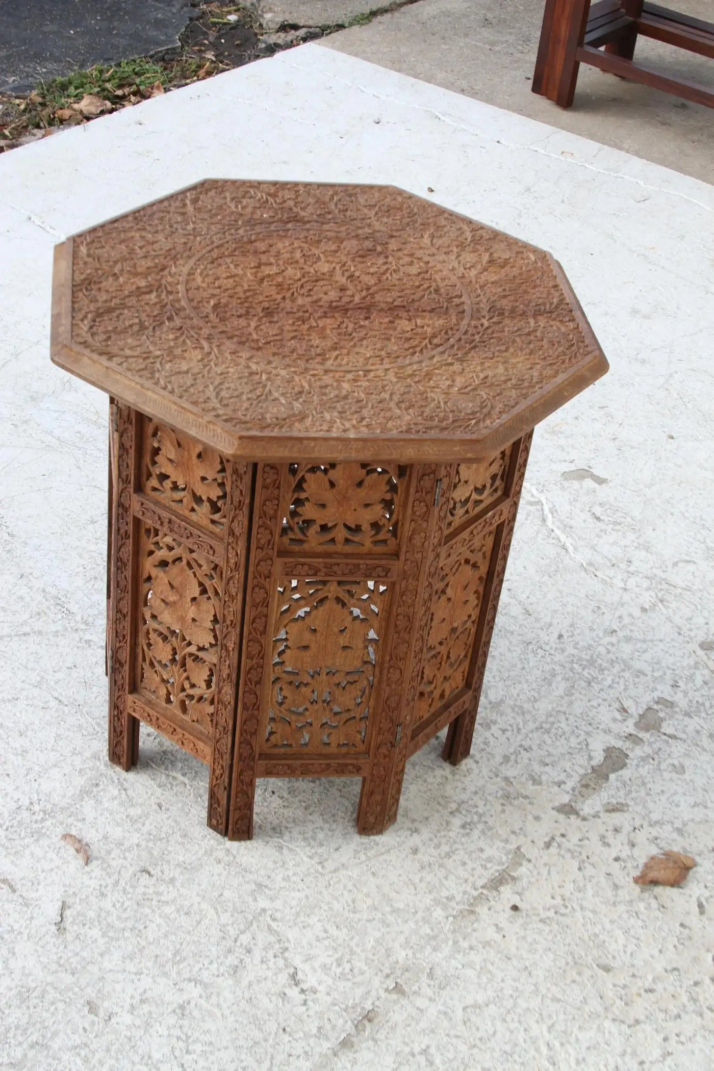 Moroccan Octagon Shaped Pierced Wood Table