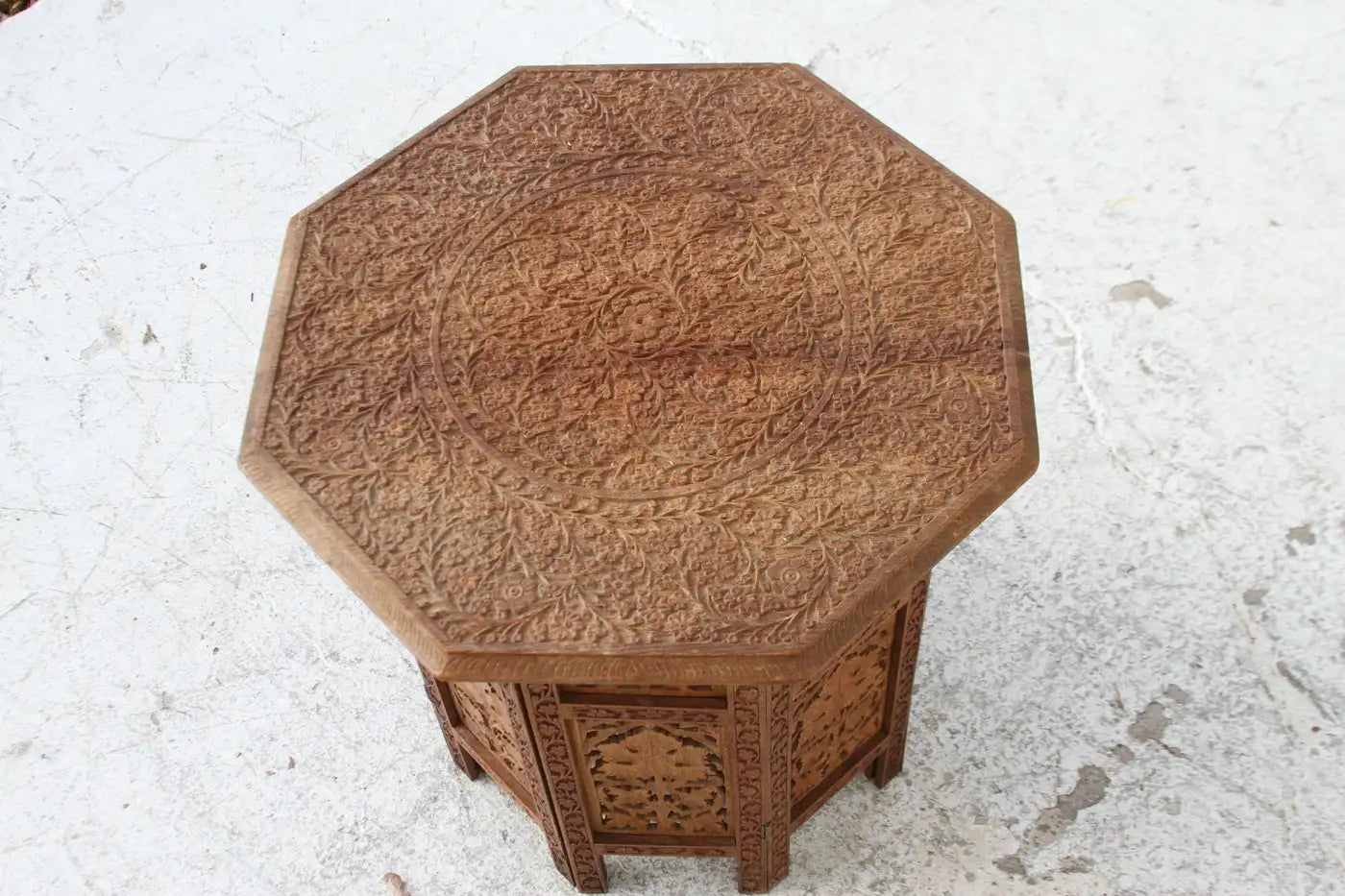 Moroccan Octagon Shaped Pierced Wood Table
