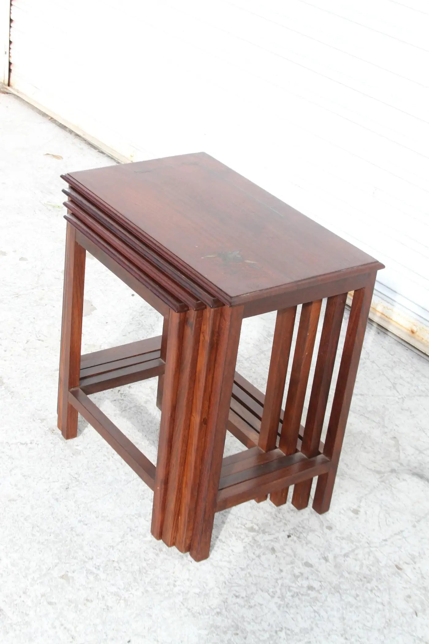 Copper inlay mid-century style nesting tables