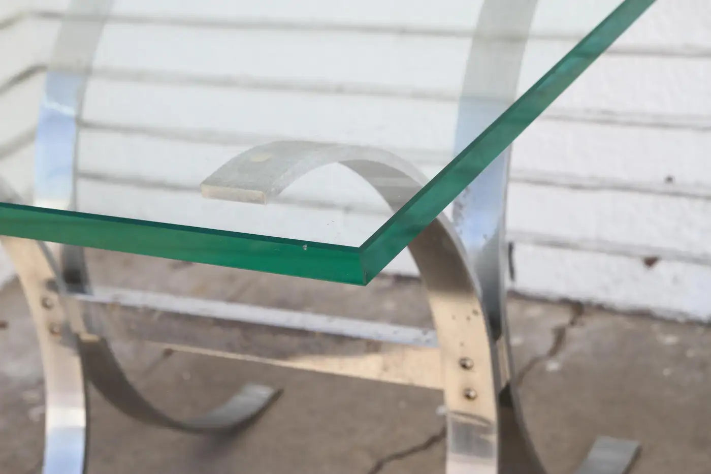 Modern Chrome and Glass Top Table Attr. Ronald Schmitt