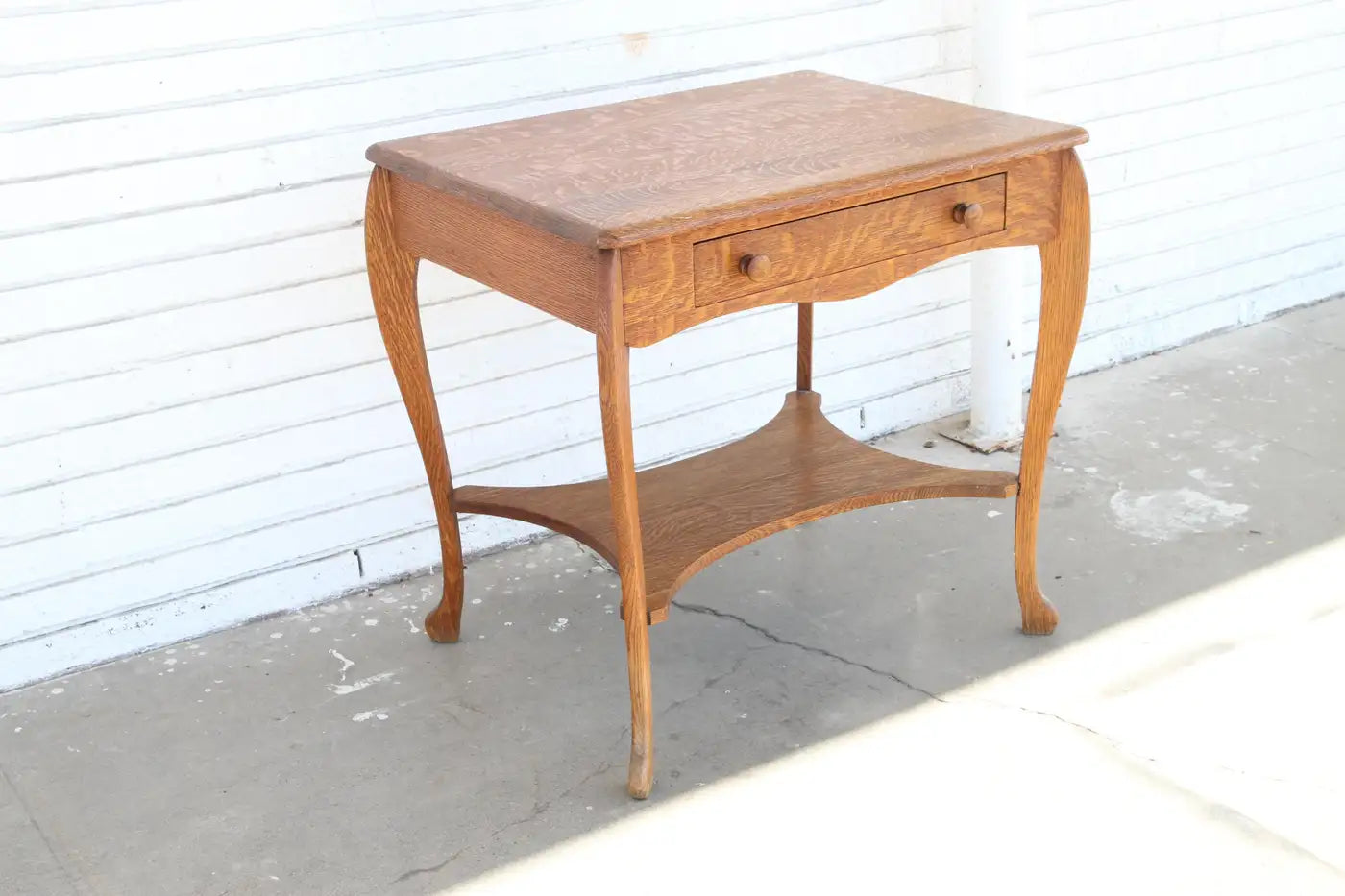 Solid wood writing table with vintage charm