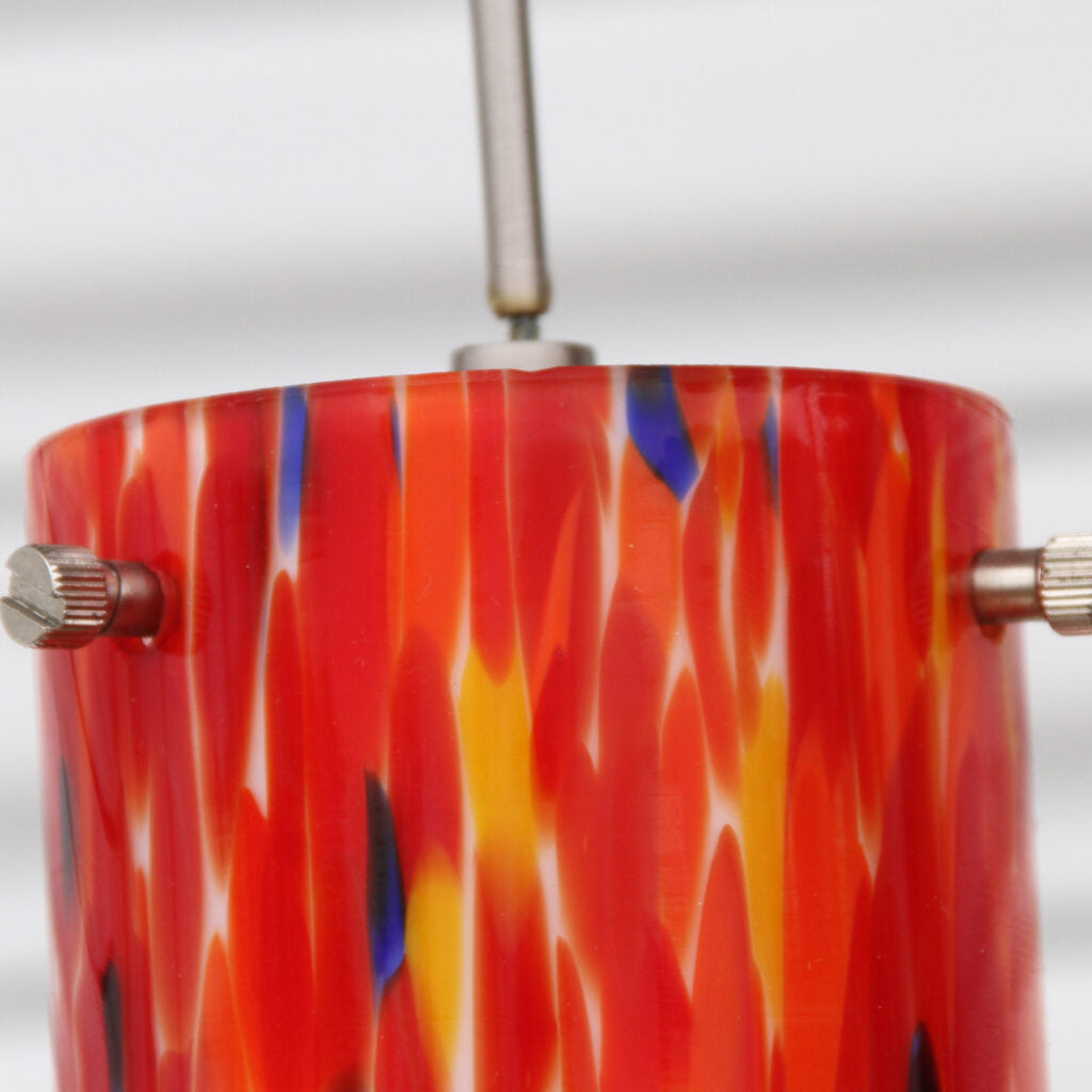 Artisanal Italian red glass lighting with marble pattern