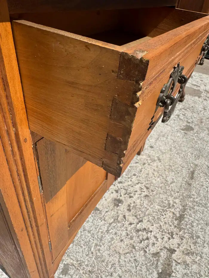 victorian washstand carved wood marble surface