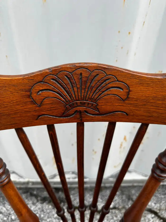 Solid walnut Victorian vanity stool with decorative carving details