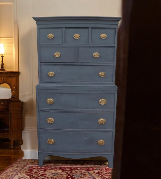 Vintage 9-drawer Chippendale highboy dresser