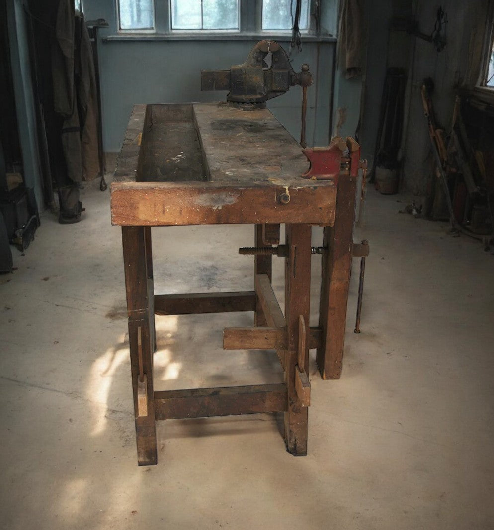 Vintage Industrial Carpenter Work Bench Reed MFG Co