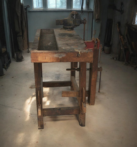 Vintage Industrial Carpenter Work Bench Reed MFG Co
