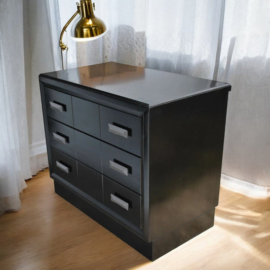 Vintage mid century ebonized dresser with black wood finish