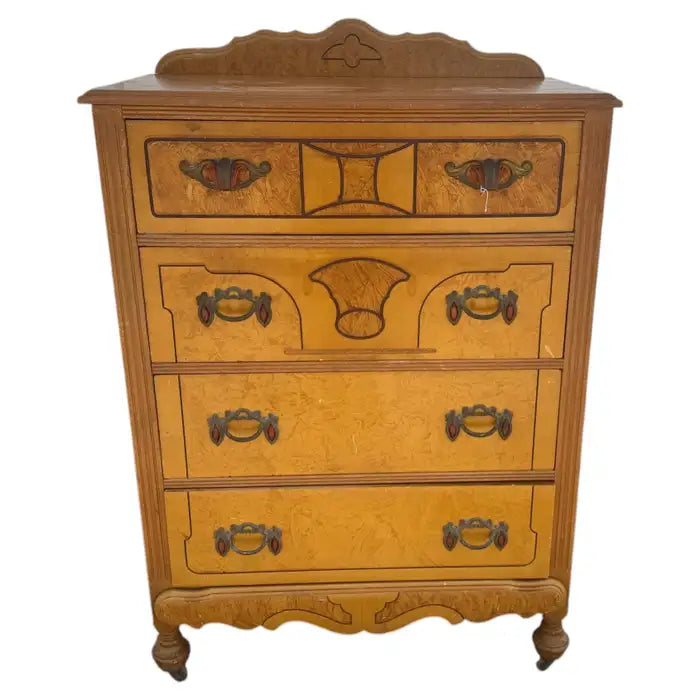 Vintage 4-drawer wooden chest of drawers for bedroom storage