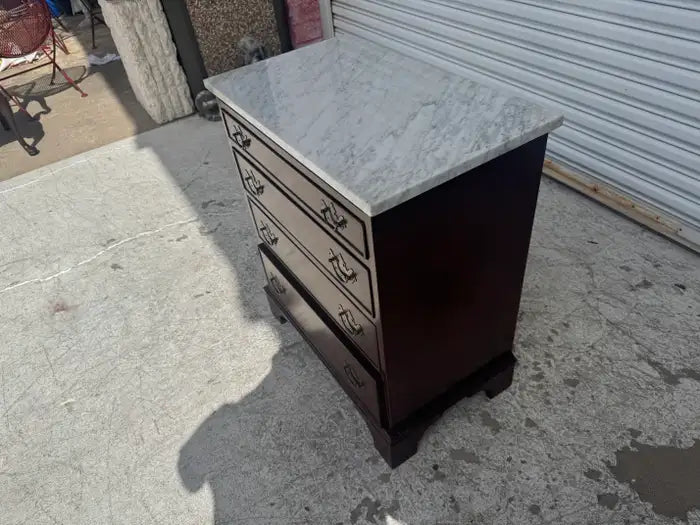 Vintage Art Deco nightstand with natural stone top