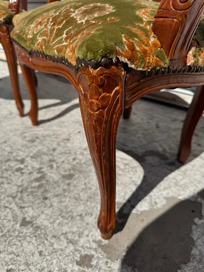 provincial walnut armchair curved leg design