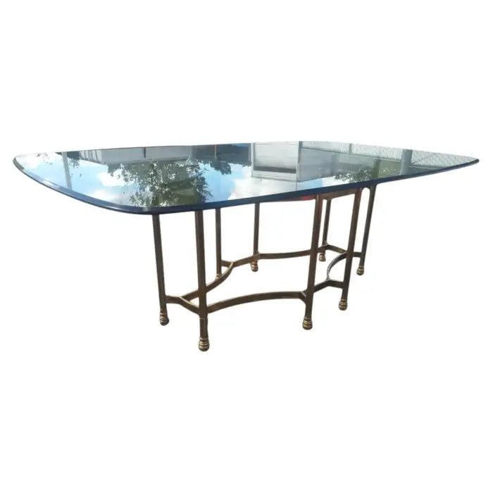 Vintage beveled glass dining table top with polished edges