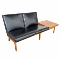 Vintage black vinyl bench Gunlock Remington Rand 65 inch seat