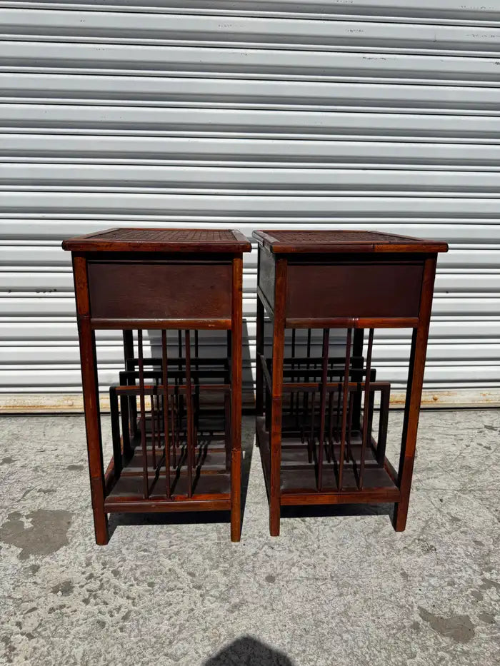 vintage boho chic end tables with drawer and rack