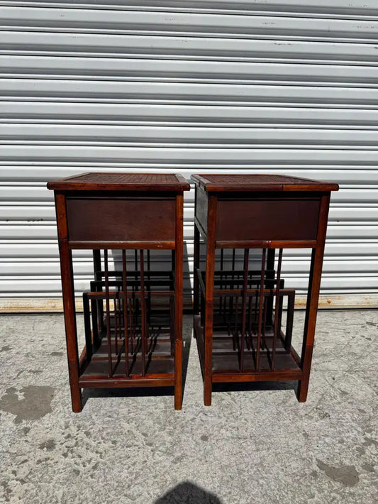 vintage boho chic end tables with drawer and rack