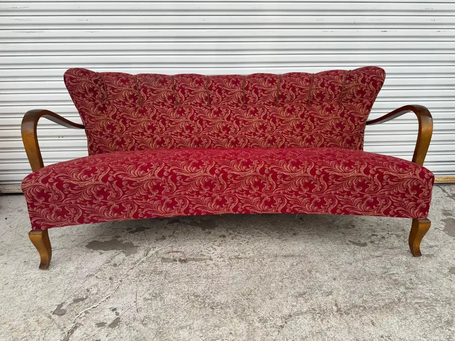 vintage bentwood sofa with sculptural wooden frame