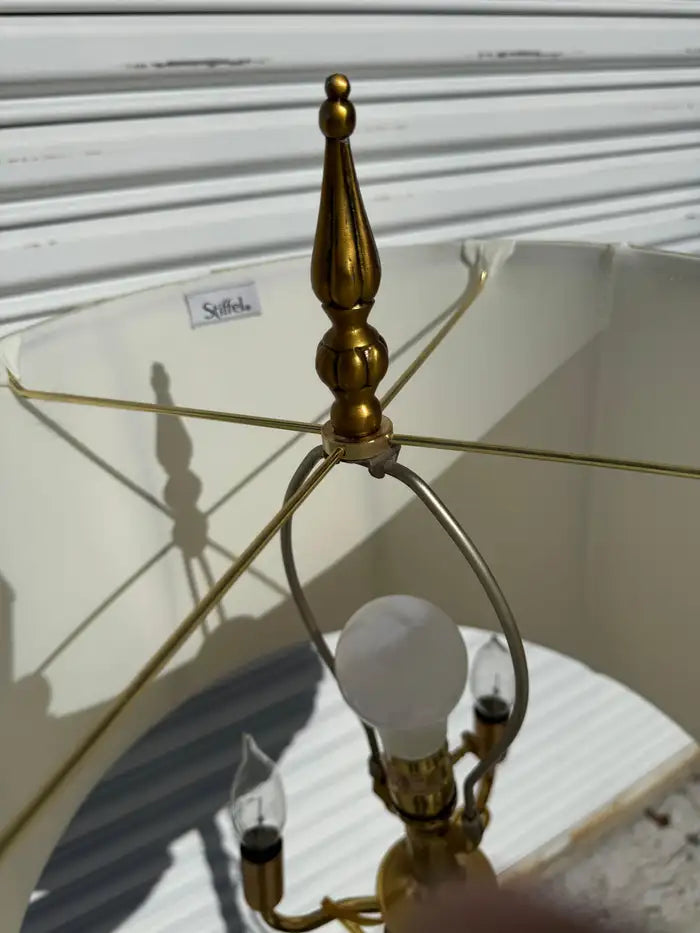 Stiffel floor lamp with tall brass column
