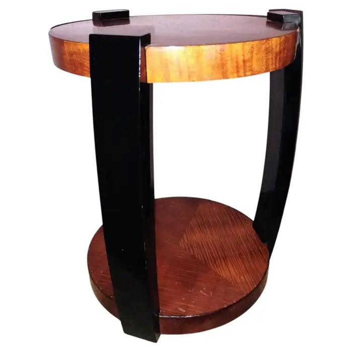 Vintage burl wood accent table with Art Deco styling
