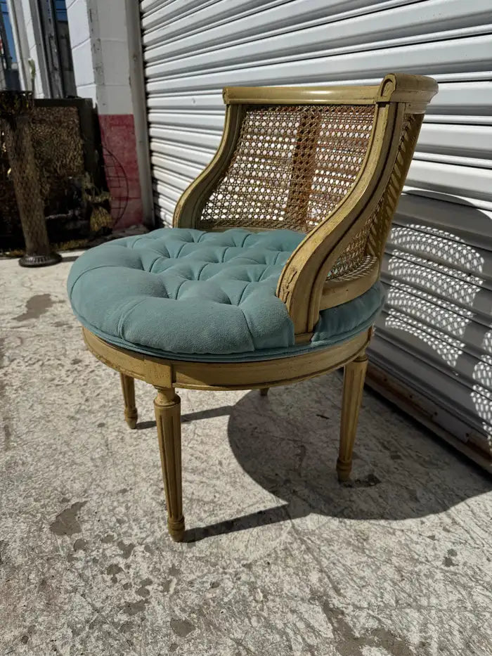 vintage cane back stool swivel seat chair