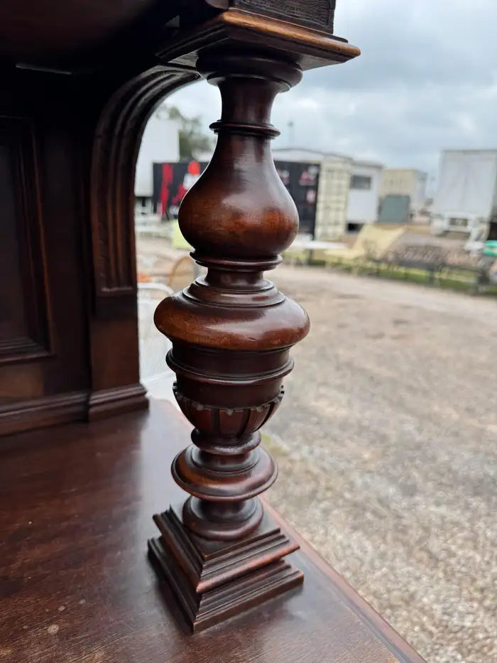 ornate renaissance revival cabinet walnut finish