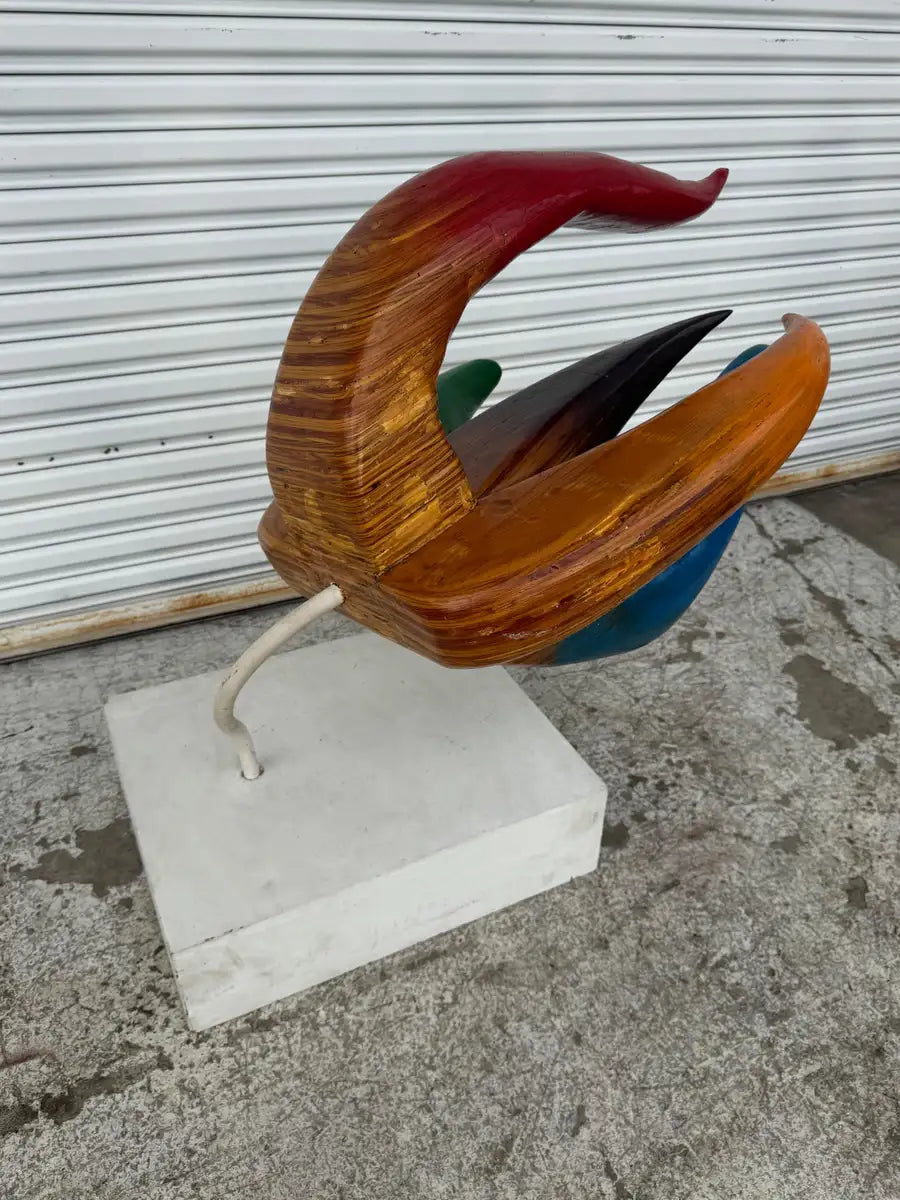 mid century modern wood art with natural grain patterns