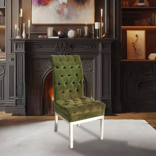 Vintage DIA style dining highback chair green velvet Metro Retro