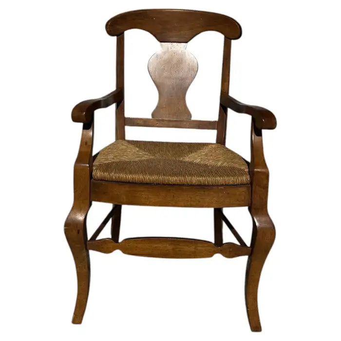 vintage walnut armchair woven rush bottom chair