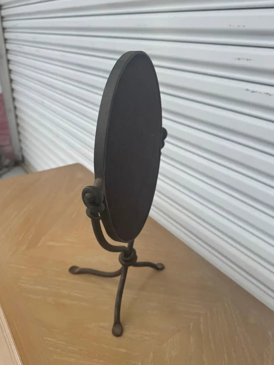 Vintage iron floor mirror tripod stand cheval style