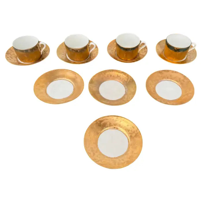 Vintage gilt porcelain tea set cups and saucers collectible tableware