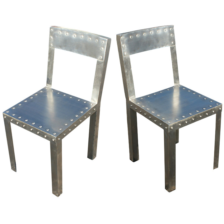 Industrial metal dining side chairs retro vintage design.​
