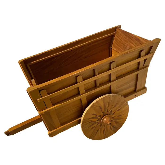 Vintage inlaid wood rolling bar cart