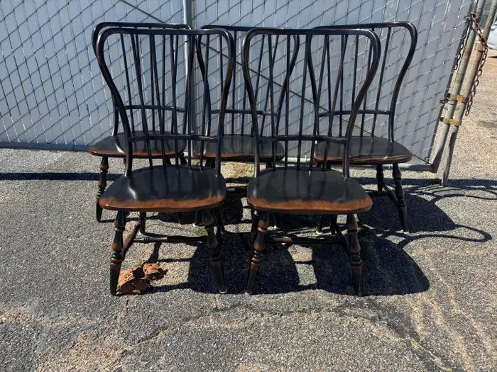 classic black dining chairs wooden spindle back set