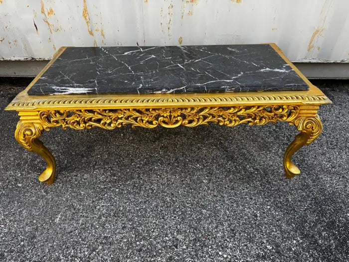 Antique inspired marble side tables detailed carved wood base