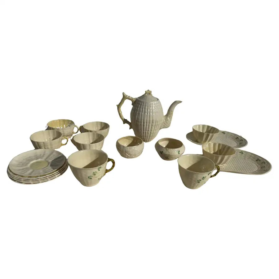Vintage Irish porcelain tea set with Limpet shell pattern design
