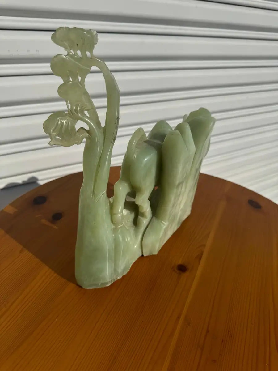 Natural jade cow and calf figurine collectible stone art