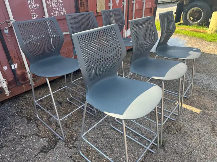 Mid-century modern upholstered chrome stool
