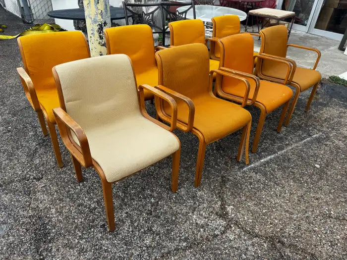 Knoll bentwood chair with curved armrests
