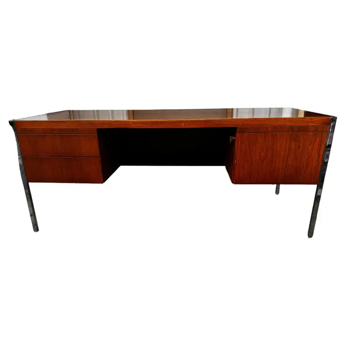 Vintage Knoll executive desk with modern chrome base