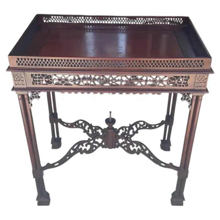 Vintage mahogany Chippendale side table with carved details