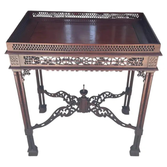 Vintage mahogany Chippendale side table with carved details