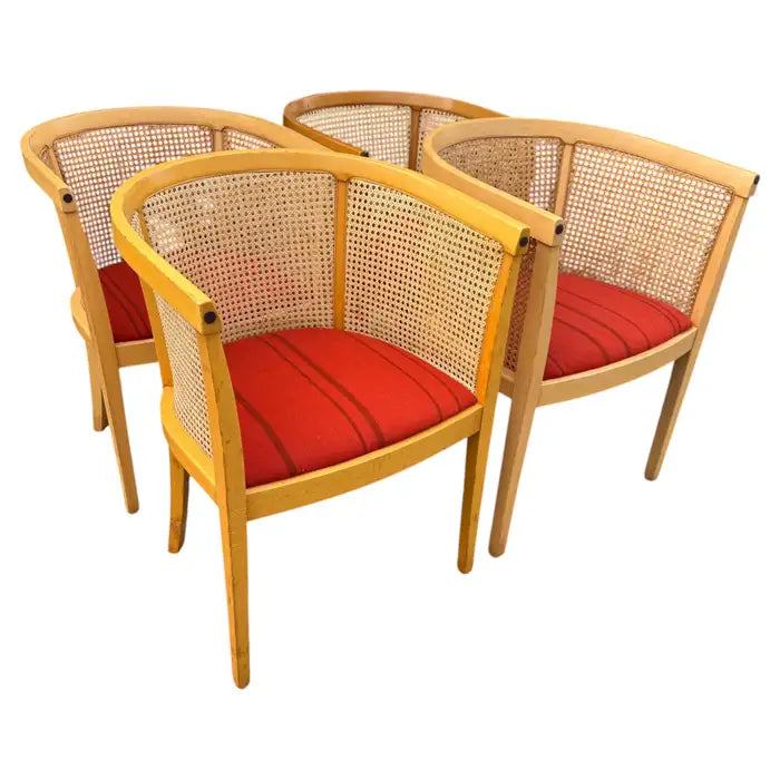Vintage maple cane back dining chairs set of four