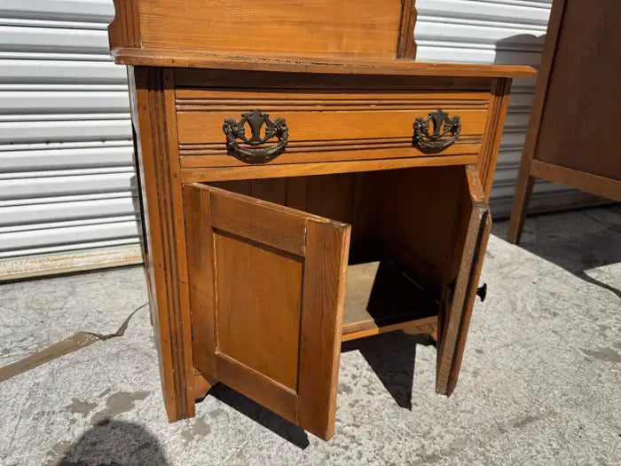 victorian walnut cabinet marble top wash stand