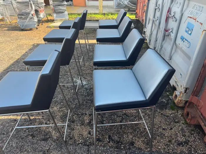 Contemporary leather counter chair with metal frame