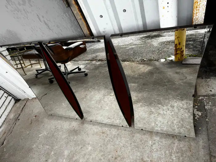 Mid century modern wall mirror with solid wood frame