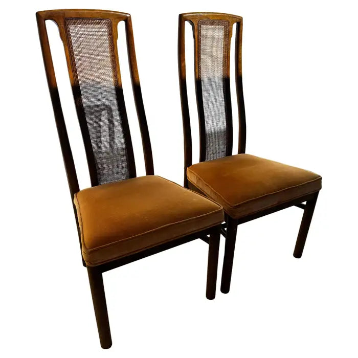 Oak cane back side chairs pair