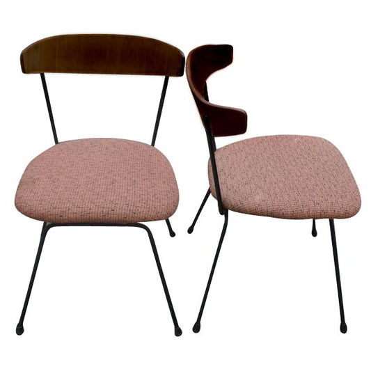 Paul McCobb style bentwood wrought iron chair pair