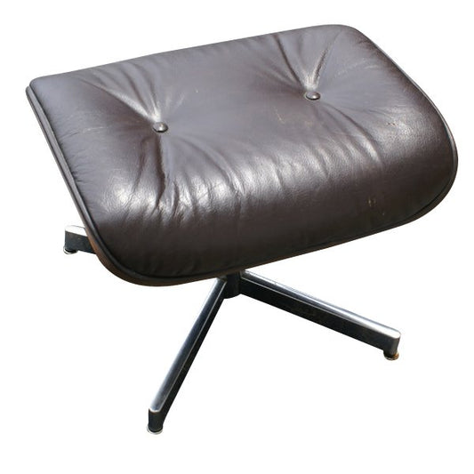 Vintage Plycraft leather lounge ottoman with brown tufted top