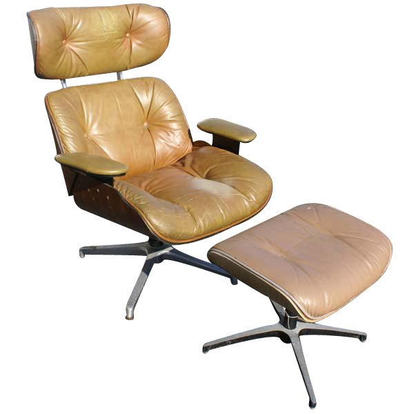 Vintage Plycraft lounge armchair ottoman restored MCM