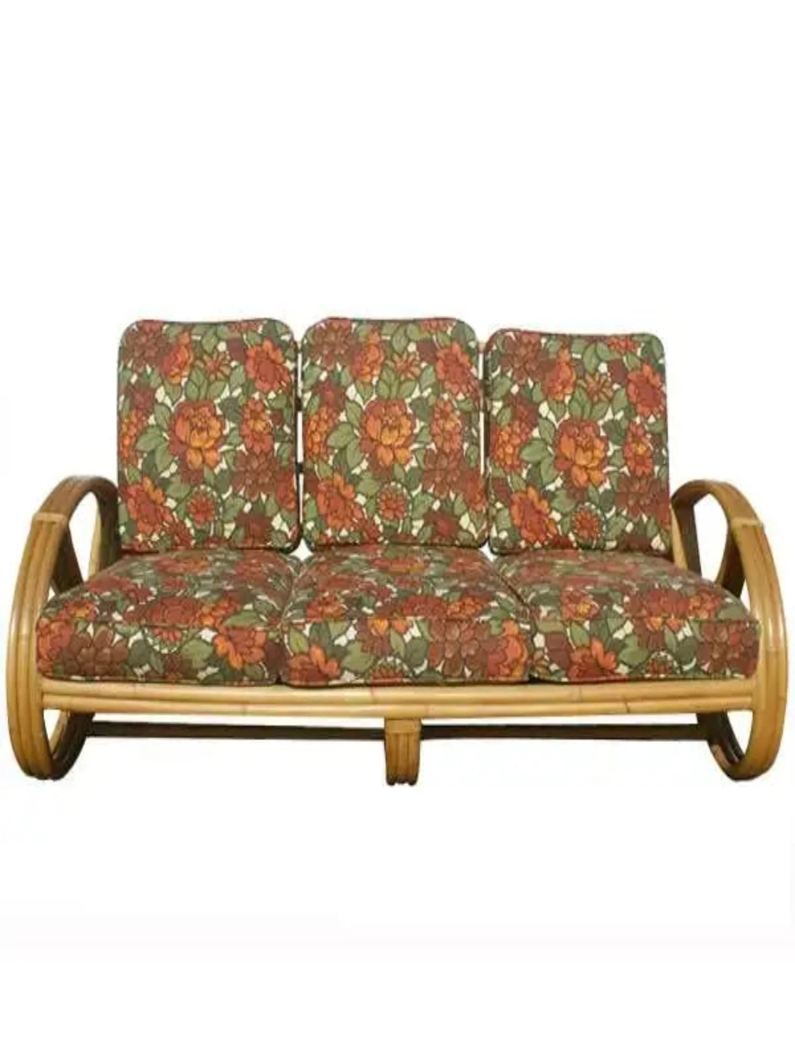 Iconic Paul Frankl bamboo rattan couch